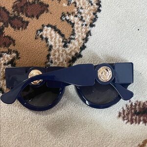 Versace Navy Blue Sunglasses with Gold Medallion